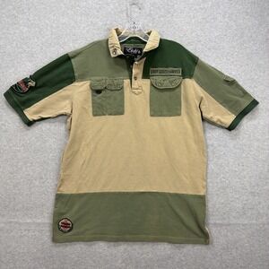 Eight 732 Polo Shirt Mens XL Green Tan D-Boy Scouts Young Yeezy Y2K Hip Hop 8732